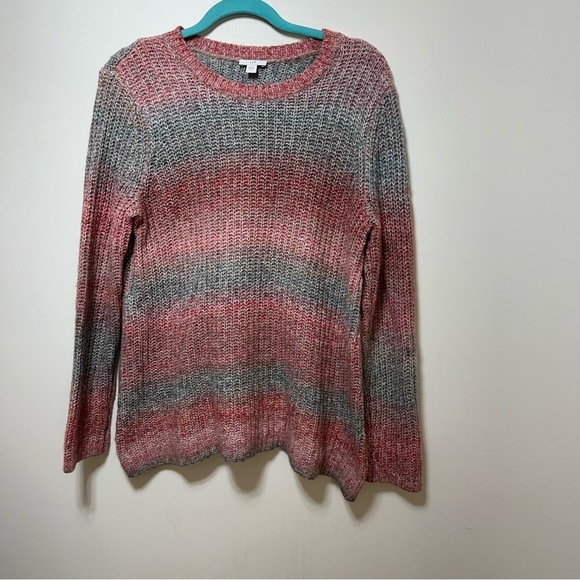 J. Jill Ombre Stripe Crewneck Tunic Sweater Wool Blend Medium - Picture 4 of 6